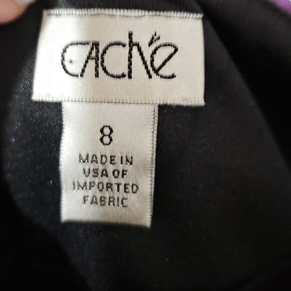 Cache One Shoulder Cocktail Dress Black Floral Size 8 - Picture 4 of 6